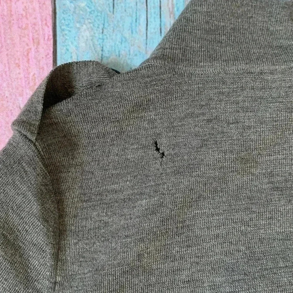 Gray extra fine merino wool short sleeve coat - Picture 7 of 7